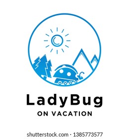 ladybug vector illustration with an outdoor view accompanying it