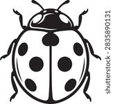 Ladybug Vector Illustration Spotted Ladybird Bug Top View Line Art Silhouette Graphic Icon