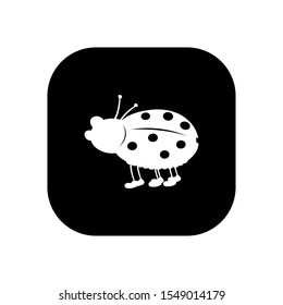 ladybug - vector logo icon for web. white on black. Minimalistic cartoon style.