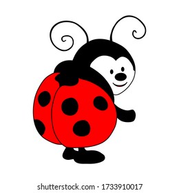 Ladybug vector on a white background. Ladybug or ladybird vector graphic illustration, isolated. Cute simple flat design of beetle.