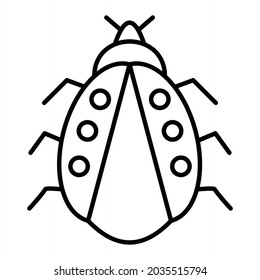 Icono De Contorno De Vector De Bicho De Ladybug Aislado En Fondo Blanco
