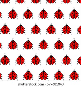 Ladybug vector pattern. Endless texture can be used for wallpaper,printing on fabric, paper, scrapbooking.