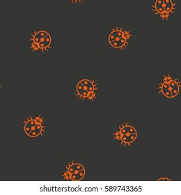 Ladybug. Vector seamless pattern. Ornamental baby illustration of cute insect. Texture with bugs.