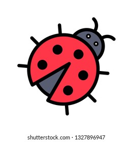 Ladybug vector, Spring season filled style icon editable stroke