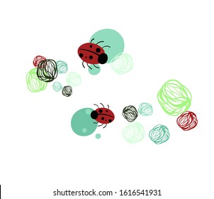 ladybug vector stylized modern seamless floral