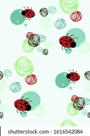 ladybug vector stylized modern seamless floral
