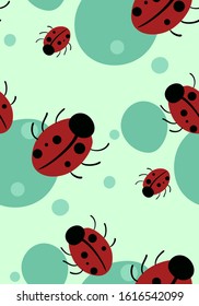 ladybug vector stylized modern seamless floral seamless pattern