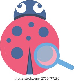 A ladybug viewed through a magnifying glass, emphasizing its colorful shell and intricate details.