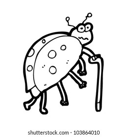 ladybug with walking stick cartoon
