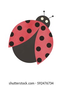Ladybug with watercolor effect on white background