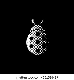 ladybug - white vector icon ; halftone illustration
