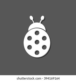 ladybug - white vector icon  with shadow