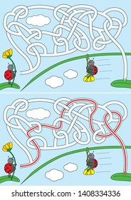 Ladybug zipline - maze for kids with a solution