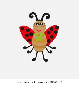 Ladybug.Creative food concept. Funny little ladybug. Cute cartoon. Vector illustration.