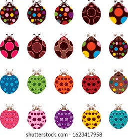 Ladybugs - 20 multi-coloured graphic illustrations