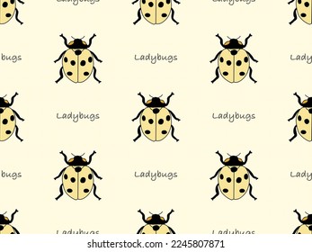 Ladybugs-Cartoon-Charakter, nahtloses Muster auf gelbem Hintergrund