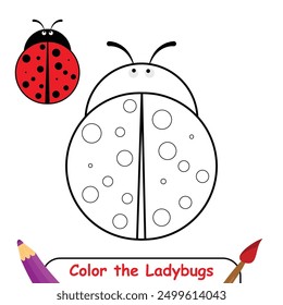 Ladybugs coloring page, coloring book for kids, ladybugs isolated vector, ladybugs drawing coloring book for children