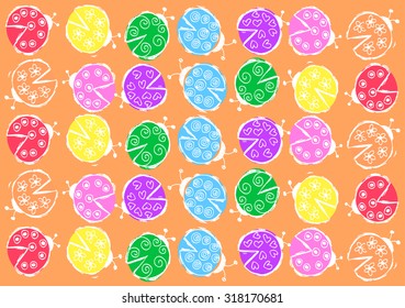 ladybugs in colors seamless pattern