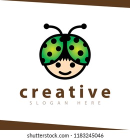 Ladybugs face child logo icon