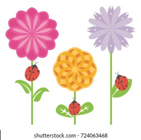 Ladybugs in a Flower Garden