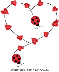 Ladybugs forming heart shape