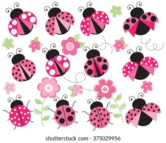 ladybugs in the garden (pink)