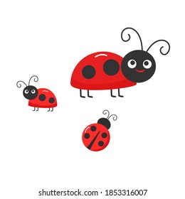 Ladybugs icon sign isolated on white background vector illustration. Funny cartoon character.