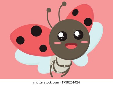 Ladybugs illustrasion with kawaii style