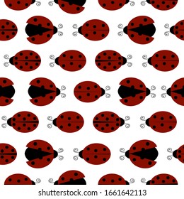 Ladybugs isolated vector seamless pattern 