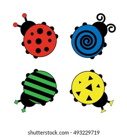 Ladybugs for kids. Colorful illustration isolated on white. Vector