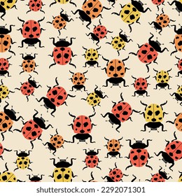 Ladybugs ladybird seamless pattern abstract insect flat illustration
