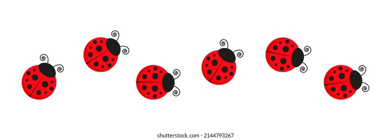 Ladybugs line icon group. Cute ladybirds set. Vector illustration isolated on white.