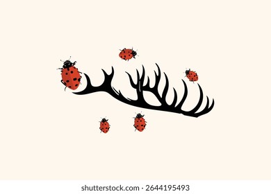 Ladybugs on an Antler vector design