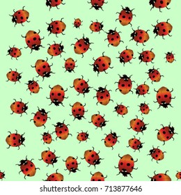 Ladybugs on a green background