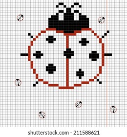 ladybugs on notebook sheet of paper