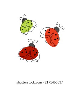 Ladybugs on a white background. Vector graphics.