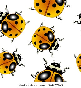 ladybugs pattern, abstract seamless texture; vector art illustration