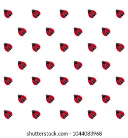 Ladybugs with red wings, black head, insect, over white background, illustration, vector