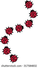Ladybugs in a row