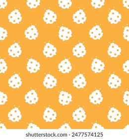 Ladybugs seamless background repeating pattern, wallpaper, on a orange background, 