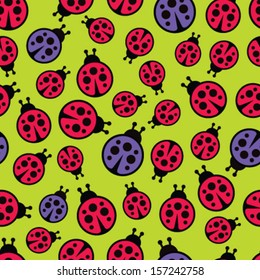 Ladybugs seamless background. Vector illustration.