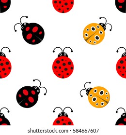 Ladybugs seamless pattern.