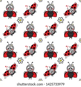 Ladybugs seamless pattern stock illustration 