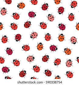 Ladybugs seamless pattern. Vector illustration on white background