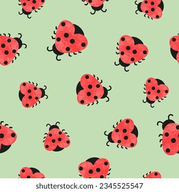 Ladybugs seamless pattern. Vector print with red ladybirds