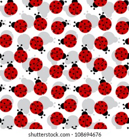 ladybugs seamless texture, abstract pattern; vector art illustration