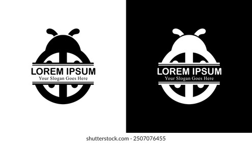 Ein ladybug-förmiges Logo-Design kombiniert mit Schrift