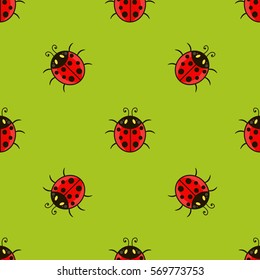 ladybug.Vector seamless pattern. Endless texture can be used for wallpaper,printing on fabric, paper, scrapbooking. 