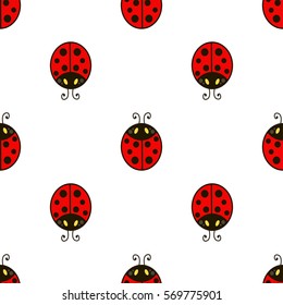 ladybug.Vector seamless pattern. Endless texture can be used for wallpaper,printing on fabric, paper, scrapbooking.