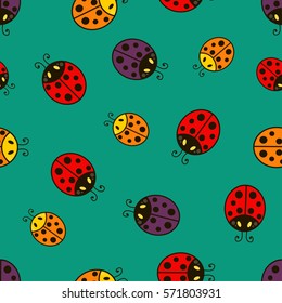 ladybug.Vector seamless pattern. Endless texture can be used for wallpaper,printing on fabric, paper, scrapbooking.